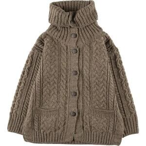 Carraig Donn Cable Knit Cardigan Jacket in Brown Size L✨